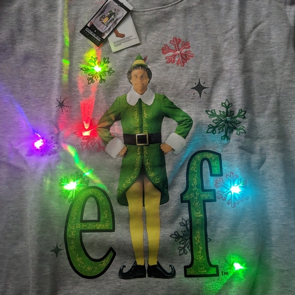 Elf Men's Light Up Christmas Holiday Sweatshirt - Picture 4 of 6
